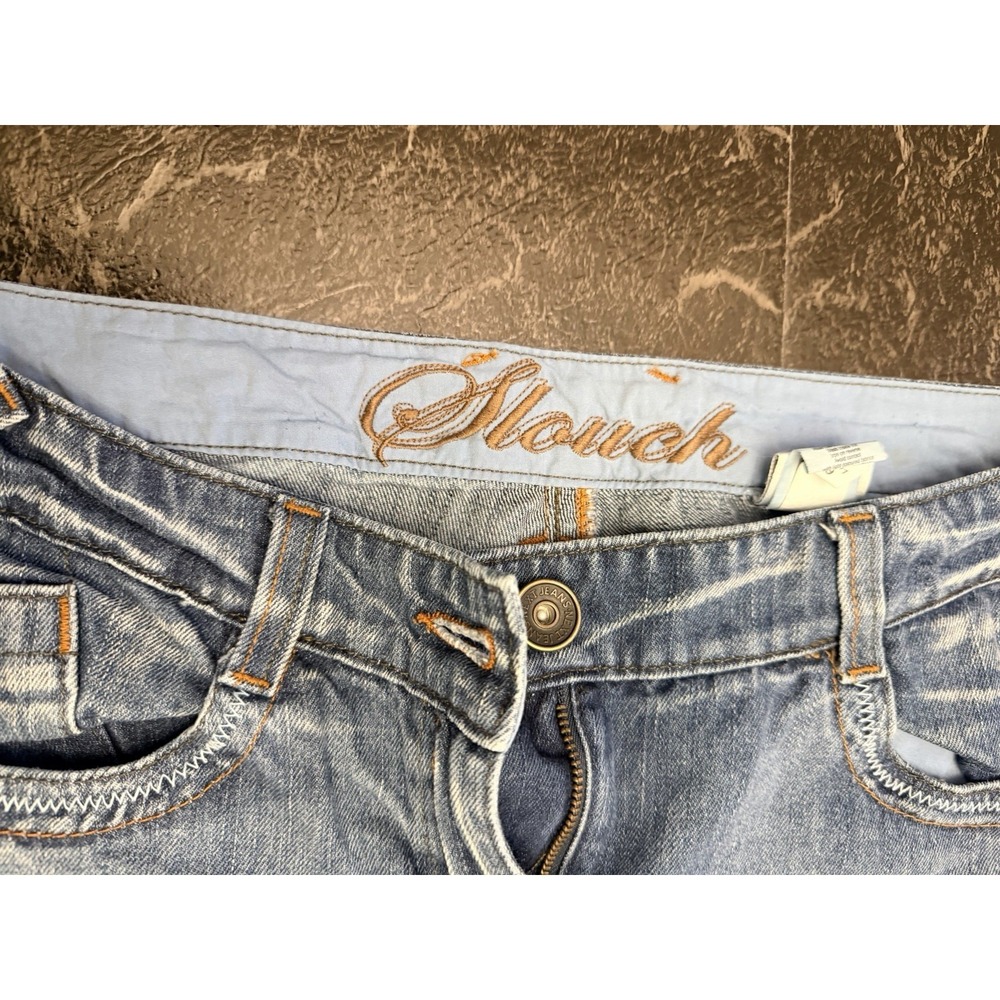 Next Jeans Women Size 14 Demi Slouch Wide Leg High Rise Blue Denim Distressed - Picture 8 of 9